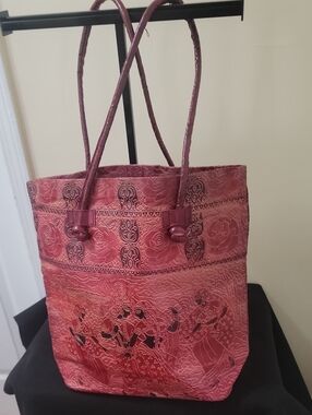 Elegant Leather Embossed Tote Bag -